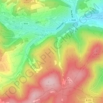Carte topographique Flur 7, altitude, relief