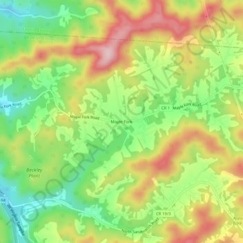 Carte topographique Maple Fork, altitude, relief