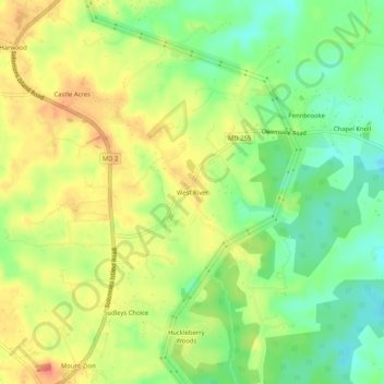 Carte topographique West River, altitude, relief
