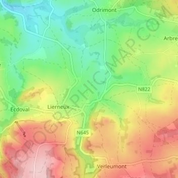 Carte topographique La Vaux, altitude, relief