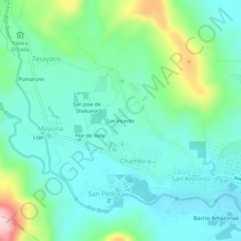 Carte topographique San vicente, altitude, relief