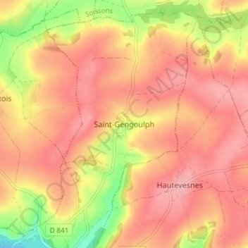 Carte topographique Saint-Gengoulph, altitude, relief