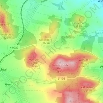 Carte topographique Hennersdorf, altitude, relief