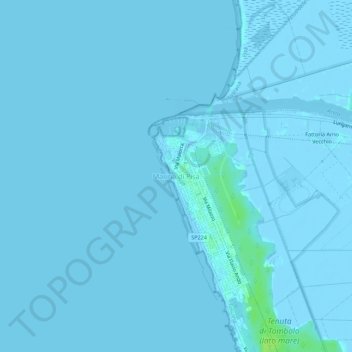 Carte topographique Marina di Pisa, altitude, relief