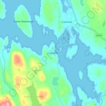 Carte topographique Linshader, altitude, relief