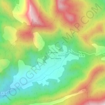 Carte topographique Les Terraillons, altitude, relief