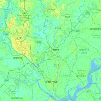 Carte topographique Demra, altitude, relief
