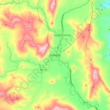 Carte topographique Dondon, altitude, relief