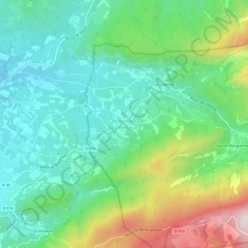 Carte topographique Beaumont du Ventoux, altitude, relief