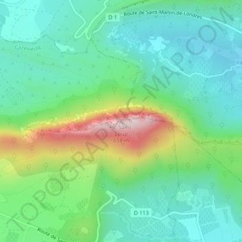 Carte topographique Pic Saint-Loup, altitude, relief