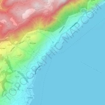 Carte topographique Gargnano, altitude, relief