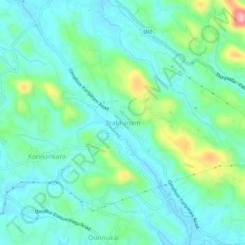 Carte topographique Prakkanam, altitude, relief