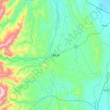 Carte topographique Tabuk, altitude, relief
