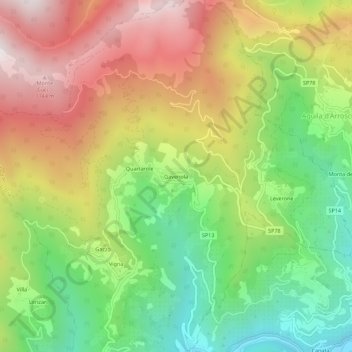 Carte topographique Gavenola, altitude, relief