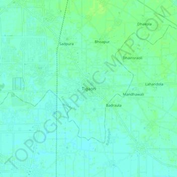 Carte topographique Tigaon, altitude, relief
