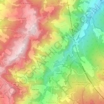 Carte topographique Campeggio, altitude, relief