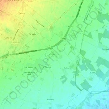 Carte topographique San Dalmazzo, altitude, relief