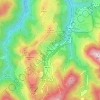 Carte topographique Almandoz, altitude, relief