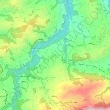 Carte topographique Hundwil, altitude, relief