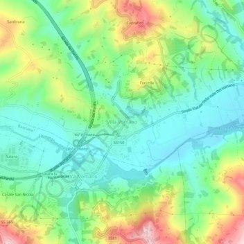 Carte topographique Villa Vomano, altitude, relief