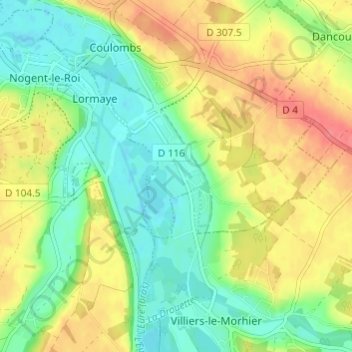 Carte topographique Chandelles, altitude, relief