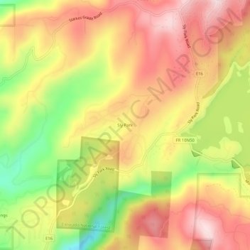 Carte topographique Sly Park, altitude, relief