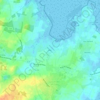 Carte topographique Bilac, altitude, relief