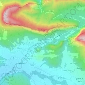 Carte topographique Le Château de Lastic, altitude, relief