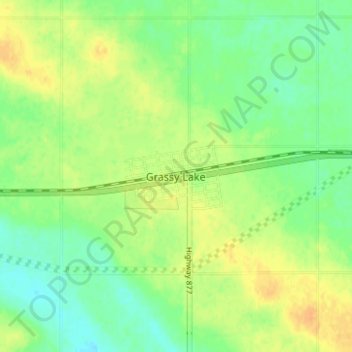 Carte topographique Grassy Lake, altitude, relief
