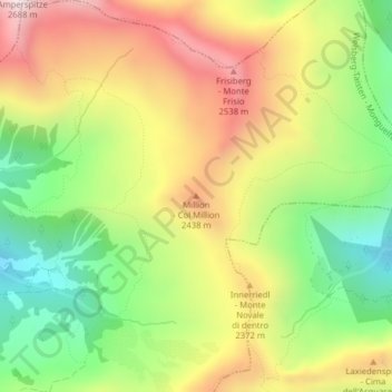 Carte topographique Million, altitude, relief