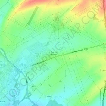 Carte topographique La Cour aux Changeurs, altitude, relief
