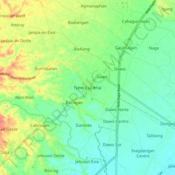 Carte topographique New Lucena, altitude, relief