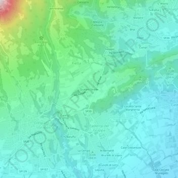 Carte topographique Quattro Strade, altitude, relief