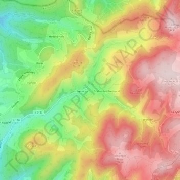Carte topographique Danielshof, altitude, relief