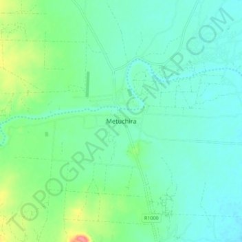 Carte topographique Metuchira, altitude, relief