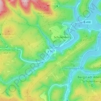 Carte topographique Mittelschulenberg, altitude, relief