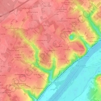 Carte topographique La Vinalière, altitude, relief