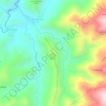 Carte topographique Cerro La Yegua, altitude, relief