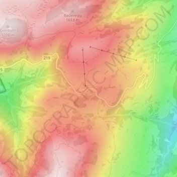 Carte topographique Col du Jaun, altitude, relief
