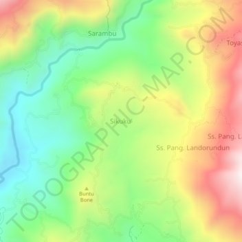 Carte topographique Sikuku', altitude, relief
