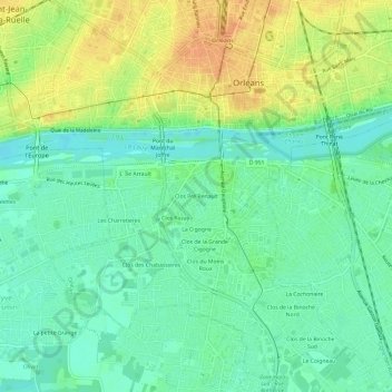Carte topographique Clos Pré Renault, altitude, relief