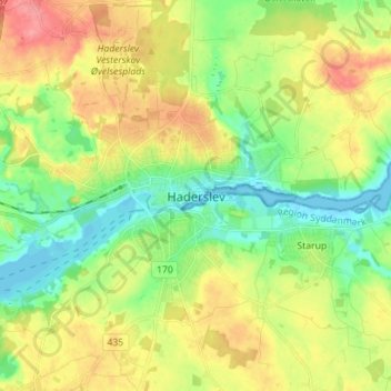 Carte topographique Haderslev, altitude, relief
