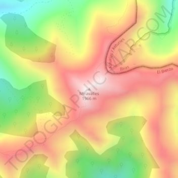 Carte topographique Miravalles, altitude, relief