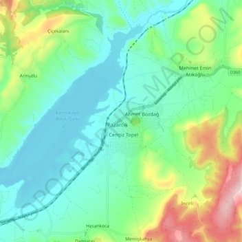 Carte topographique Pazarcık, altitude, relief