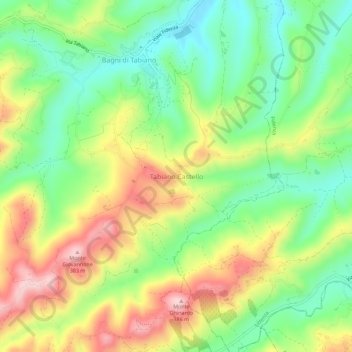 Carte topographique Tabiano Castello, altitude, relief