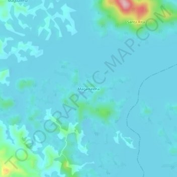 Carte topographique Magadalena, altitude, relief