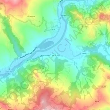 Carte topographique San Sisto, altitude, relief