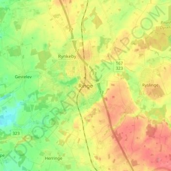Carte topographique Ringe, altitude, relief