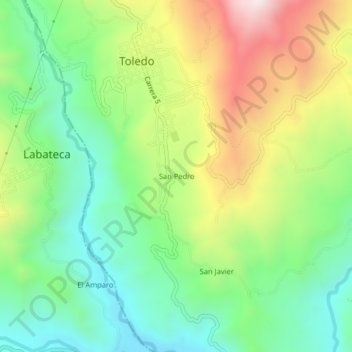 Carte topographique San Pedro, altitude, relief