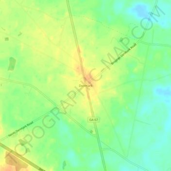 Carte topographique Denmark, altitude, relief